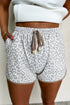 Leopard Print Elastic Waist Drawstring Contrast Trim Lounge Shorts